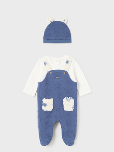 MAYORAL<BR>
Boy Dungaree Set with Hat<BR>
Blue<BR>