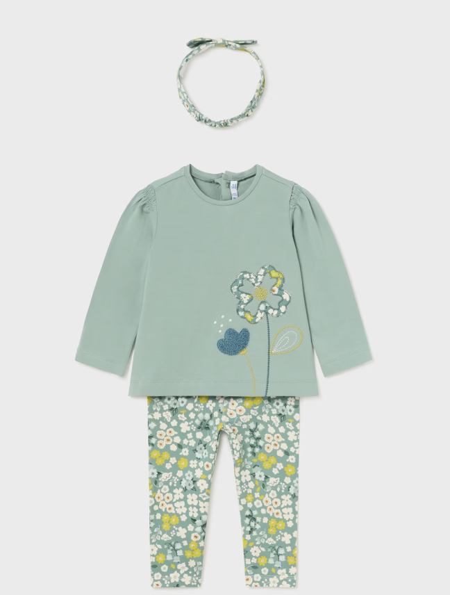 MAYORAL<BR>
Printed Leggings 3 Piece Set<BR>
Green<BR>