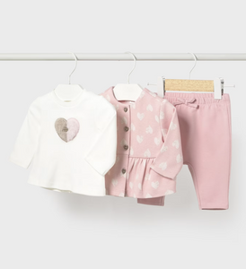 MAYORAL<BR>
3 Piece Heart Tracksuit Set<BR>
Pink<BR>