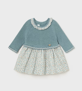 MAYORAL<BR>
Newborn Combined Tricot Dress<BR>
Iceberge<BR>