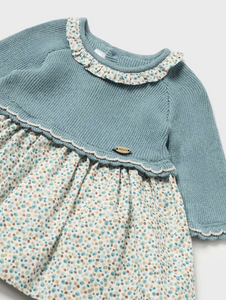 MAYORAL<BR>
Newborn Combined Tricot Dress<BR>
Iceberge<BR>