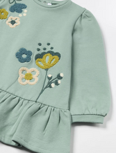 Load image into Gallery viewer, MAYORAL&lt;BR&gt;
Girl Embroidered Floral Fleece Dress&lt;BR&gt;
Green&lt;BR&gt;
