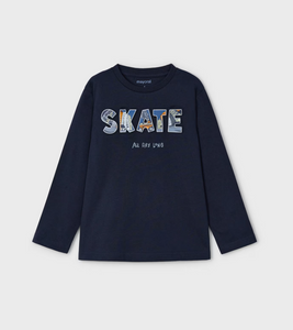 MAYORAL<BR>
Boy Long Sleeve Skate Tee<BR>
Navy<BR>