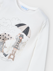 MAYORAL<BR>
Girl Graphic T-Shirt<BR>
Natural<BR>