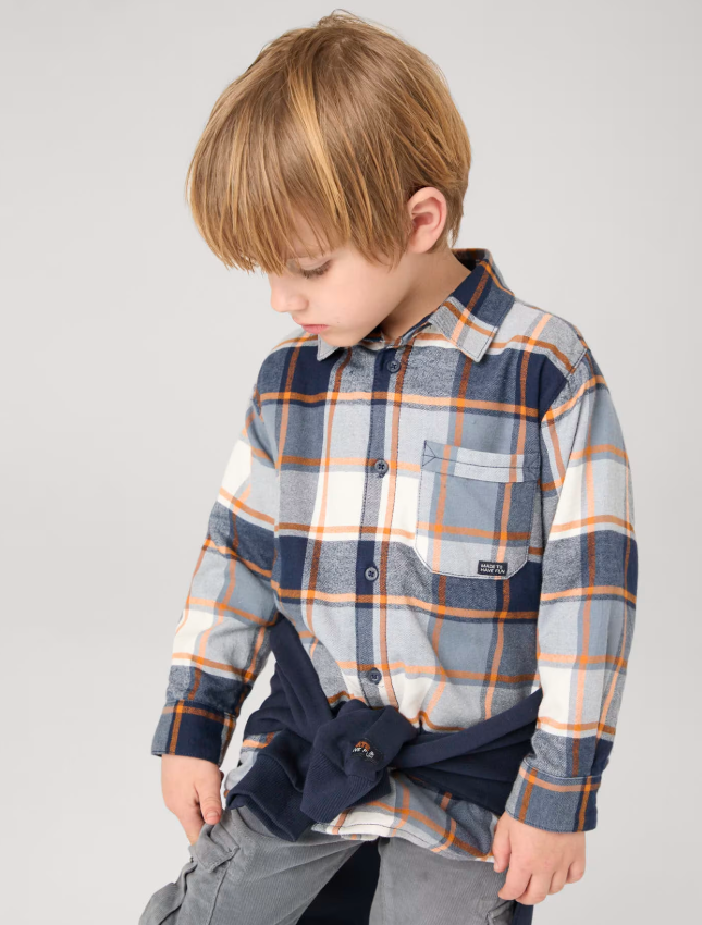 MAYORAL<BR>
Boy Checked Overshirt<BR>
Carrot<BR>