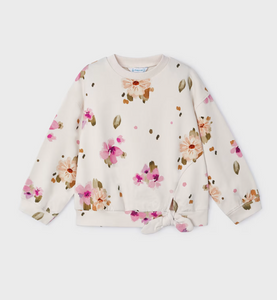 MAYORAL<BR>
Girl Sweatshirt Floral Chickpea<BR>
Cream Pink<BR>