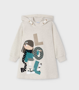 MAYORAL<BR>
Girl Hoodie Jersey Dress<BR>
Stone<BR>