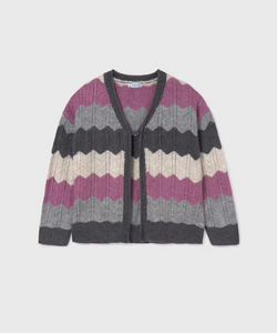 MAYORAL<BR>
Girl Zigzag Cardigan<BR>
Mauve<BR>