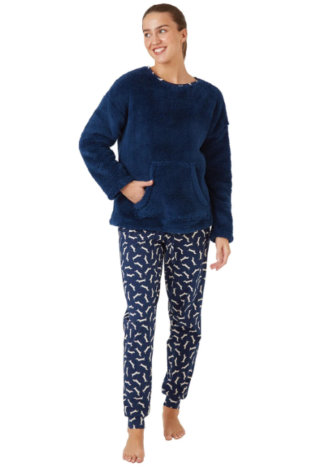 INDIGO SKY<BR>
Fleece Pyjamas<BR>
Navy<BR>