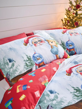 Load image into Gallery viewer, CATHERINE LANSFIELD &lt;BR&gt;
Retro Father Christmas Duvet Set &lt;BR&gt;
Navy, White &lt;BR&gt;
