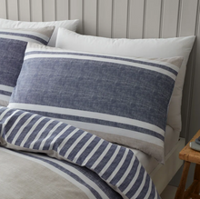 Load image into Gallery viewer, CATHERINE LANSFIELD&lt;BR&gt;
Textured Banded Stripe Duvet Set&lt;BR&gt;
Blue&lt;BR&gt;
