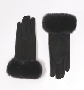 PIA ROSSINI<BR>
Aria Faux Fur Gloves<BR>
Black<BR>