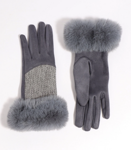 PIA ROSSINI<BR>
Aria Faux Fur Gloves<BR>
Grey<BR>