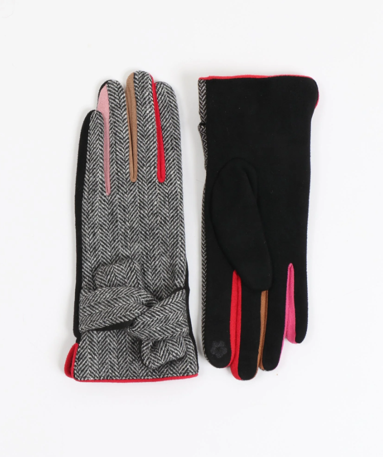 PIA ROSSINI<Br>
Dawn Herringbone Gloves<BR>
Black<BR>