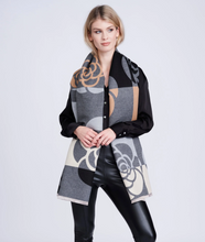 Load image into Gallery viewer, PIA ROSSINI&lt;BR&gt;
Eden Scarf Oversized Floral Motif&lt;BR&gt;
Silver/Camel
