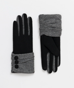 PIA ROSSINI<BR>
Eimear Gloves Button Cuff<BR>
Black/Grey<BR>