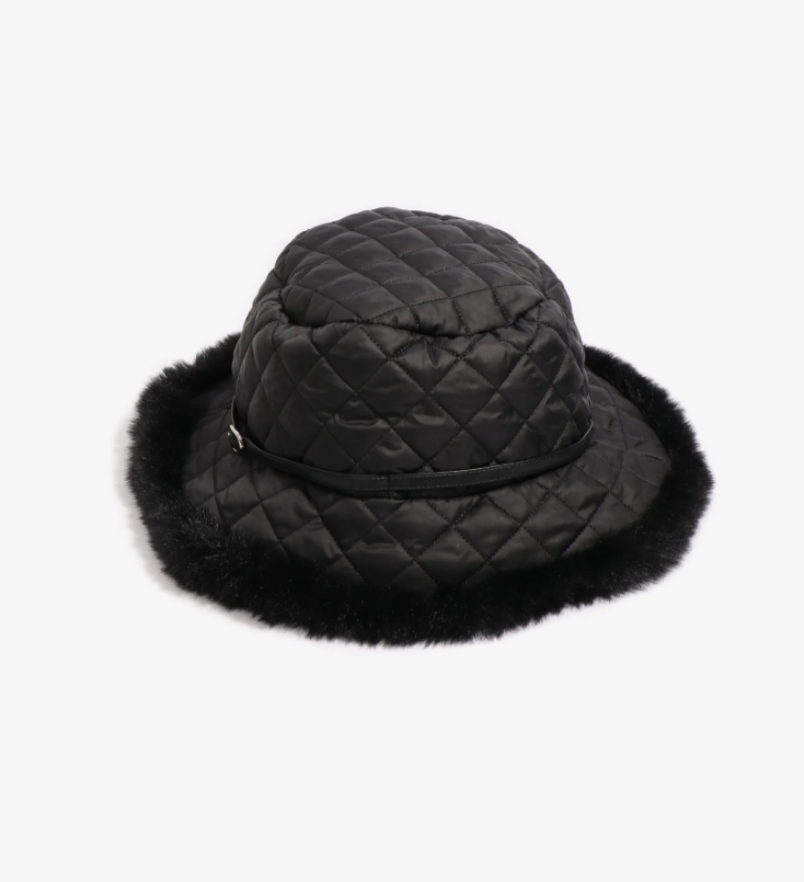 PIA ROSSINI<BR>
Remington Quilted Rain Hat with Fleece<BR>
Black<BR>