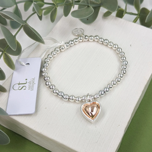 SARAH TEMPEST<BR>
Beaded Bracelet with Heart Charm<BR>