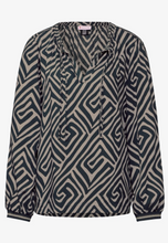 Load image into Gallery viewer, STREET ONE&lt;BR&gt;
Tunic Blouse with Gathered Neckline&lt;BR&gt;
Green/Sand&lt;BR&gt;
