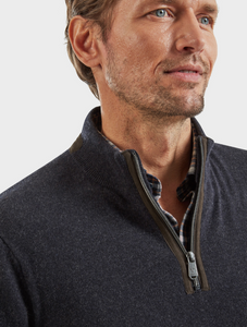 VEDONEIRE<BR>
Men's Fine Gauge Half Zip<BR>
Navy, Grey, Fig<BR>