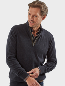 VEDONEIRE<BR>
Men's Fine Gauge Half Zip<BR>
Navy, Grey, Fig<BR>