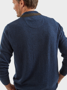 VEDONEIRE<BR>
Men's Fine Gauge Half Zip<BR>
Navy, Grey, Fig<BR>