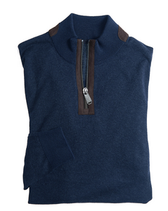 VEDONEIRE<BR>
Men's Fine Gauge Half Zip<BR>
Navy, Grey, Fig<BR>