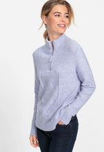 Load image into Gallery viewer, OLSEN&lt;BR&gt;
1/4 Zip Mock Neck Sweater&lt;BR&gt;
Lilac&lt;BR&gt;
