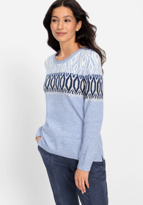 OLSEN<BR>
Nordic Pullover<BR>
Blue<BR>