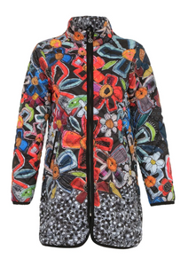 DOLCEZZA<BR>
Floral Print Quilted Coat<BR>
Multi<BR>