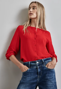 STREET ONE<BR>
Structured Blouse Embroidery<BR>
Red<BR>