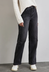 STREET ONE<BR>
Wide Leg Jeans<BR>
Black<BR>