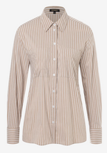 Load image into Gallery viewer, MORE AND MORE&lt;BR&gt;
Striped Blouse&lt;BR&gt;
White/Taupe&lt;BR&gt;
