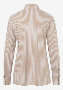 MORE AND MORE<BR>
Striped Blouse<BR>
White/Taupe<BR>