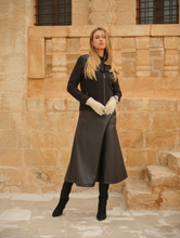 Load image into Gallery viewer, DOLCEZZA&lt;BR&gt;
Timeless Leather Faux Leather Midi Skirt&lt;BR&gt;
Black&lt;BR&gt;
