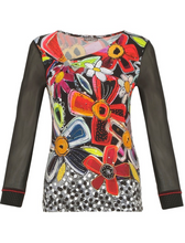 Load image into Gallery viewer, DOLCEZZA&lt;BR&gt;
Floral Asymmetrical Neck Top&lt;BR&gt;
