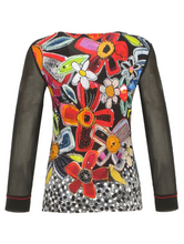 Load image into Gallery viewer, DOLCEZZA&lt;BR&gt;
Floral Asymmetrical Neck Top&lt;BR&gt;
