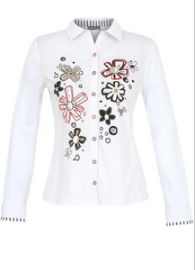 DOLCEZZA<BR>
Floral Print Shirt<BR>
White<BR>