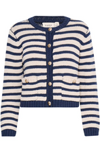 Load image into Gallery viewer, FRANSA&lt;BR&gt;
Belinda Cardigan&lt;BR&gt;
Navy/Cream&lt;BR&gt;
