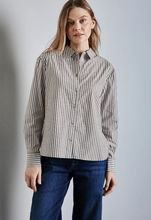 Load image into Gallery viewer, STREET ONE&lt;BR&gt;
Stripe Shirt&lt;BR&gt;
Taupe/White&lt;BR&gt;
