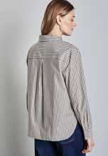 Load image into Gallery viewer, STREET ONE&lt;BR&gt;
Stripe Shirt&lt;BR&gt;
Taupe/White&lt;BR&gt;
