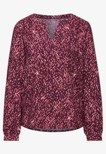 STREET ONE<BR>
V Neck Blouse<BR>
Mulberry<BR>