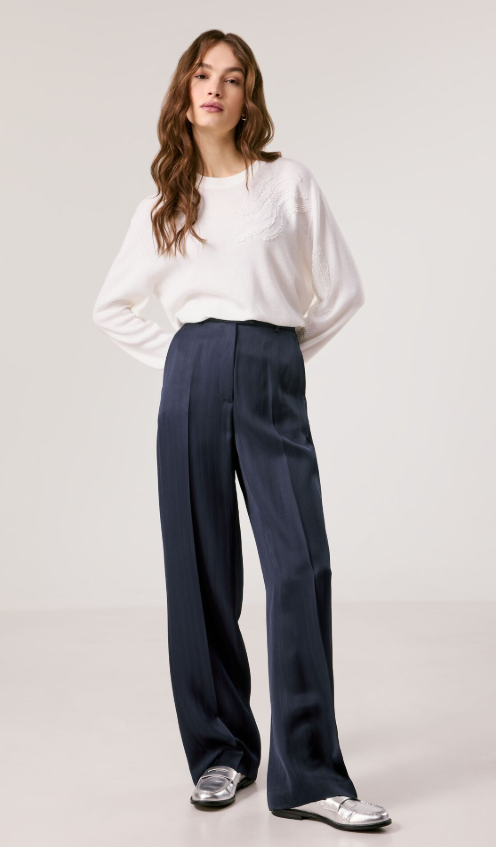 TAIFUN<BR>
Elegant Trousers with Wide Leg<BR>
Navy<BR>