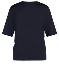 Load image into Gallery viewer, GERRY WEBER&lt;BR&gt;
Satin Front Top with Fabric Panelling&lt;BR&gt;
Navy/Green&lt;BR&gt;
