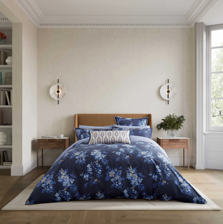 BEDECK OF BELFAST<BR>Nahla Bedlinen<BR>Navy<BR>