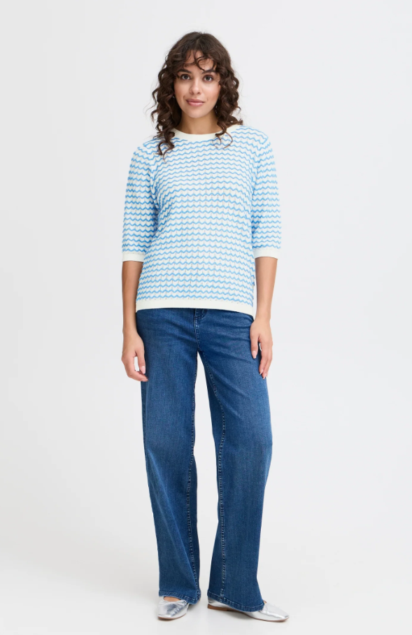 FRANSA<BR>
Luma Stripe Knit<BR>
Azure<BR>