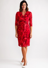 Load image into Gallery viewer, AVALON&lt;BR&gt;
Rose Print Wrap Dress&lt;BR&gt;
Coral&lt;BR&gt;
