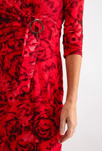 Load image into Gallery viewer, AVALON&lt;BR&gt;
Rose Print Wrap Dress&lt;BR&gt;
Coral&lt;BR&gt;
