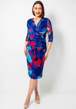 Load image into Gallery viewer, AVALON&lt;BR&gt;
Floral Print Mesh Wrap Dress&lt;BR&gt;
Royal&lt;BR&gt;
