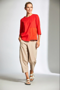 PERUZZI<BR>
Taffeta Trim Top<BR>
Orange<BR>